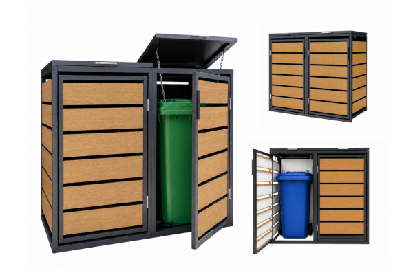 ZABUDOWA ŚMIETNIKOWA 2x120L kolor DREWNO
